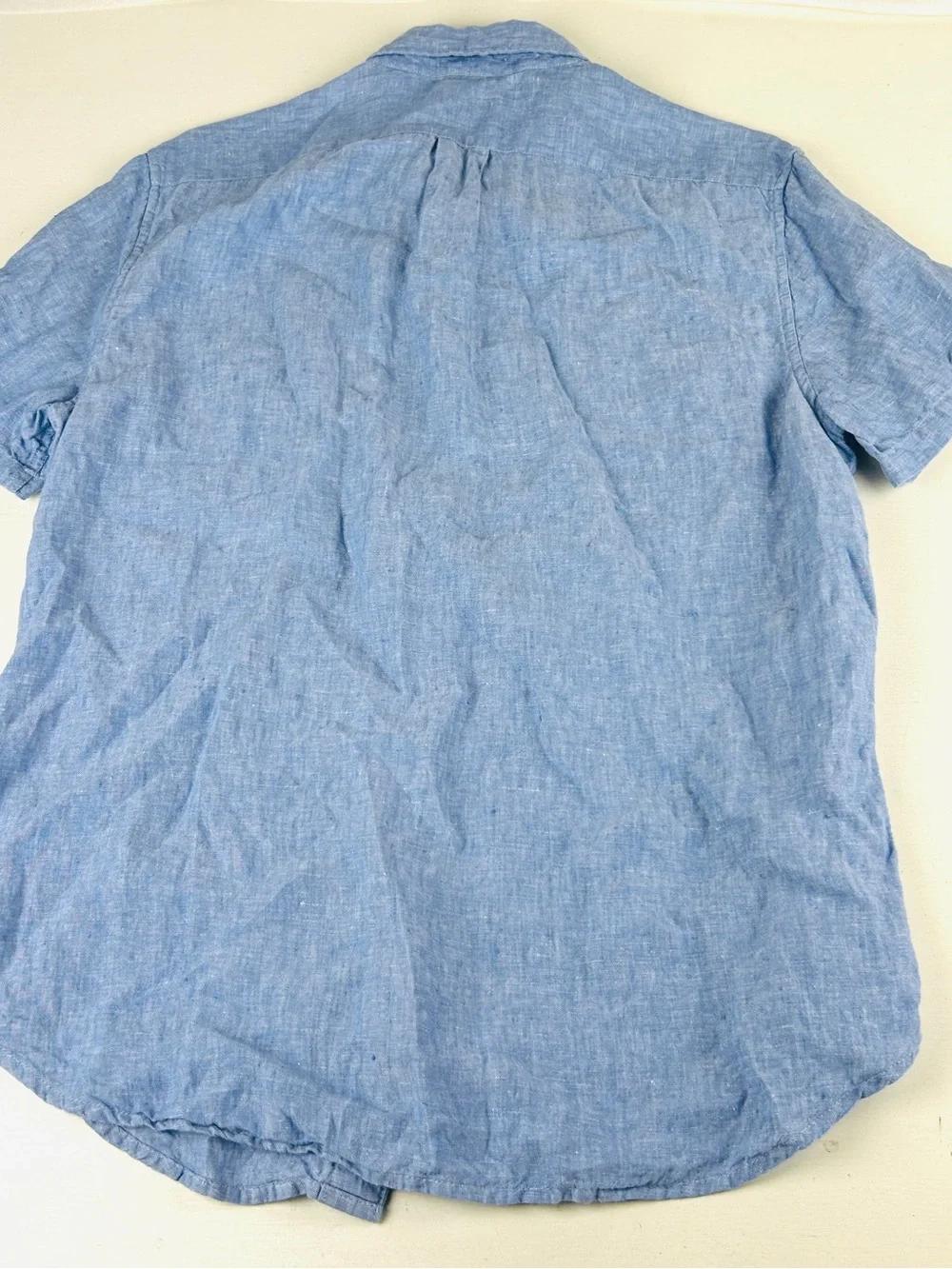 J Crew Baird Mcnutt Irish Linen Button Shirt Mens Medium Blue Short Sleeve